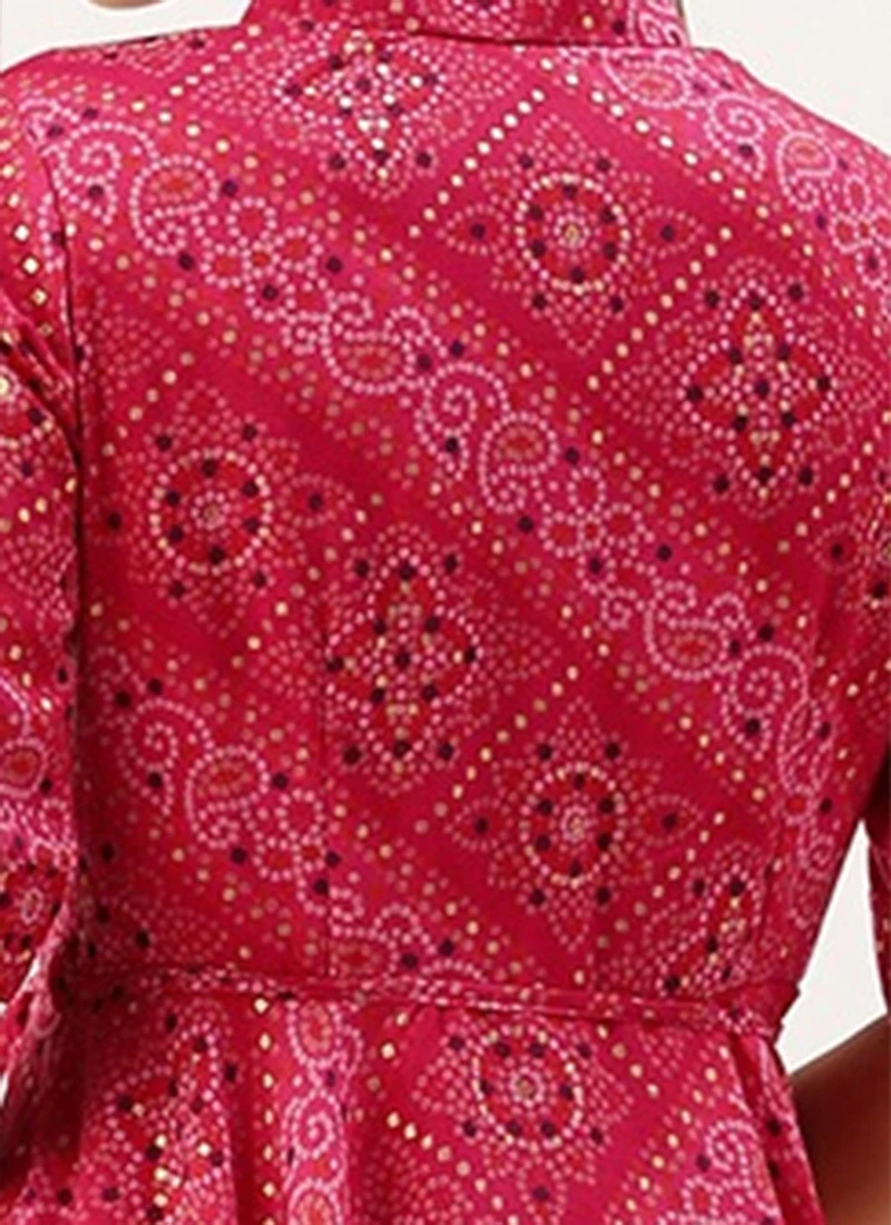 Pink Chanderi Art Silk Handkerchief Style Dress Festive Wear After Six Wear 9 Pink Chanderi Art Silk Handkerchief Style Dress Festive Wear After Six Wear - Image 7