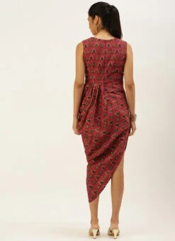 Pink Chanderi Art Silk Maxi Dress Festive Wear 13 Pink Chanderi Art Silk Maxi Dress Festive Wear -Sari Grace Shop Pink Chanderi Art Silk Maxi Dress DRBS02207321 b