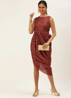 Pink Chanderi Art Silk Maxi Dress Festive Wear 12 Pink Chanderi Art Silk Maxi Dress Festive Wear -Sari Grace Shop Pink Chanderi Art Silk Maxi Dress DRBS02207321 u