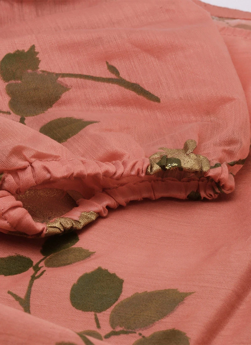 Pink Chanderi Silk Puff Sleeve Dress Festive Wear 9 Pink Chanderi Silk Puff Sleeve Dress Festive Wear - Image 7