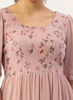 Pink Digital Printed Gathers Dress After Six Wear -Sari Grace Shop Pink Digital Printed Gathers Dress DRBS02110847 rrc1 1