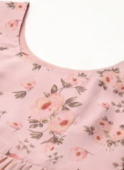 Pink Digital Printed Gathers Dress After Six Wear -Sari Grace Shop Pink Digital Printed Gathers Dress DRBS02110847 rrc2 1