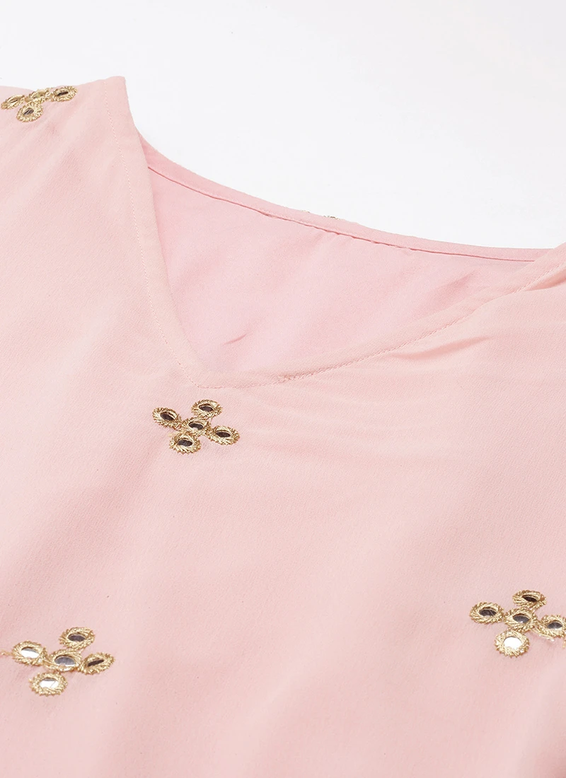 Pink Embroidered Kaftan Dress Festive Wear 7 Pink Embroidered Kaftan Dress Festive Wear - Image 5