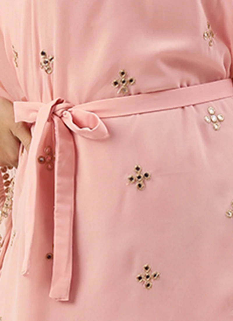 Pink Embroidered Kaftan Dress Festive Wear 9 Pink Embroidered Kaftan Dress Festive Wear - Image 7