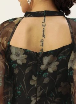 Pink Foil Organza Mini Dress Party Wear -Sari Grace Shop Pink Foil Organza Mini Dress DRBS02209617 rrc2