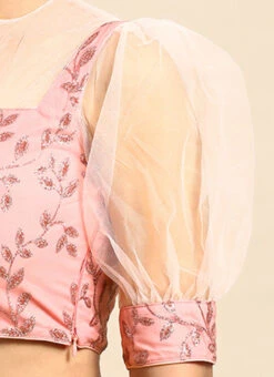 Pink Foil Printed Net Blouse Festive Wear 16 Pink Foil Printed Net Blouse Festive Wear -Sari Grace Shop Pink Foil Printed Net Blouse BLBS02305182 rrc3