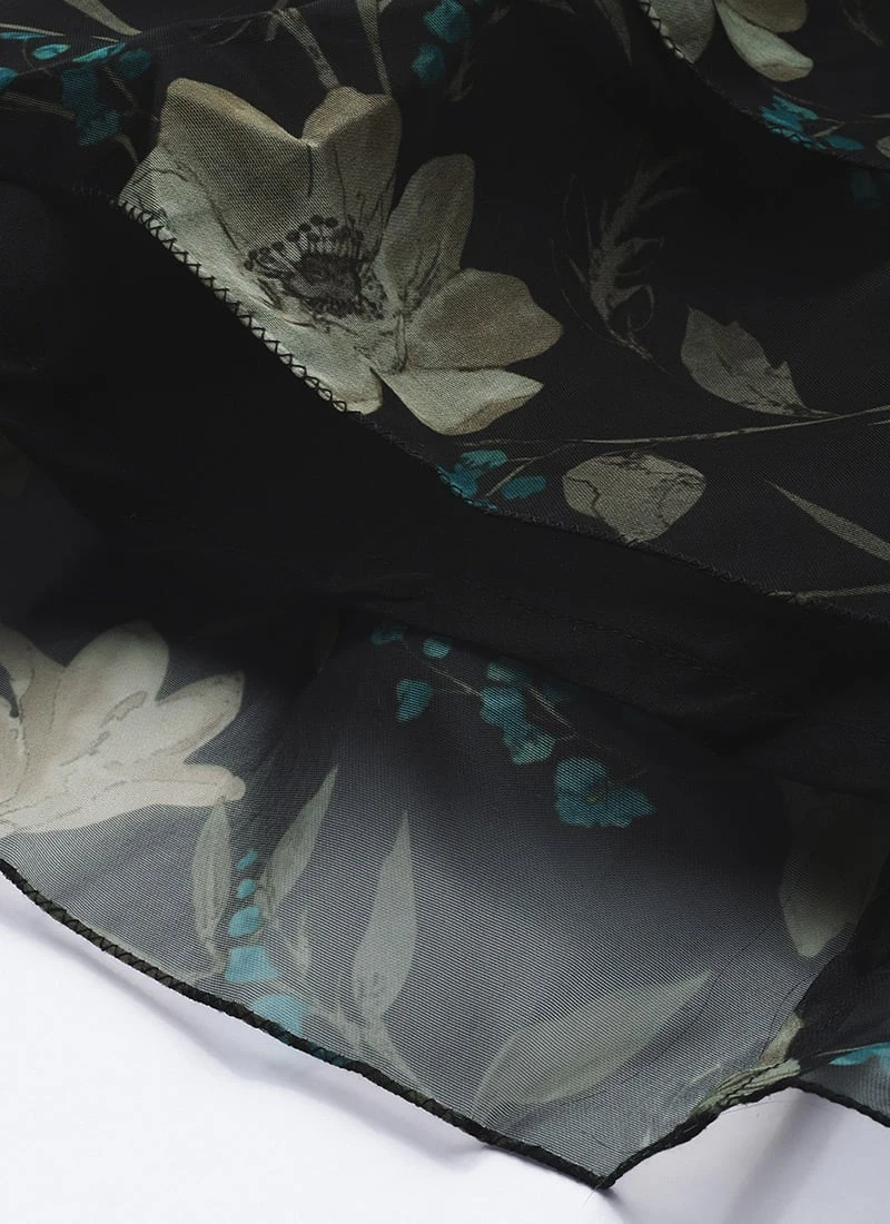 Black Printed Organza Maxi Dress Festive Wear 9 Black Printed Organza Maxi Dress Festive Wear - Image 8