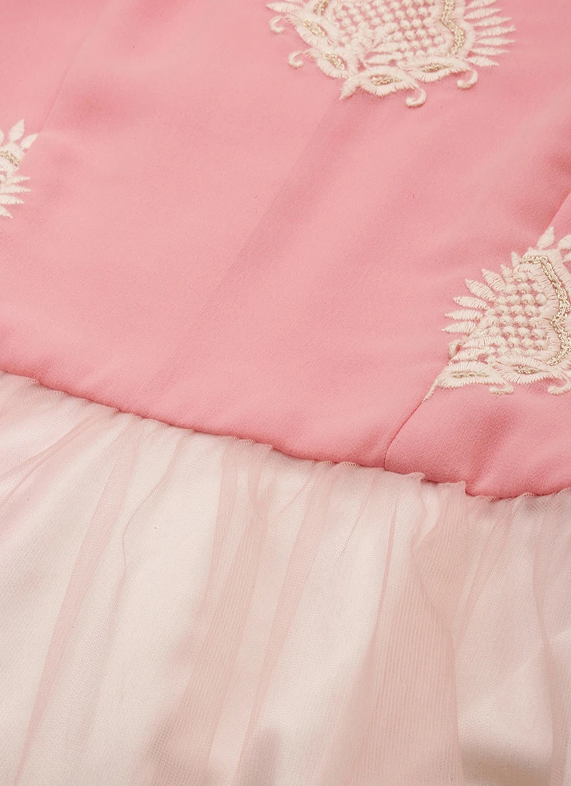Pink Georgette Embroidered Dress Festive Wear 7 Pink Georgette Embroidered Dress Festive Wear - Image 5