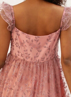 Pink Glitter Foil Tiered Gathers Dress Wedding Wear Party Wear 15 Pink Glitter Foil Tiered Gathers Dress Wedding Wear Party Wear -Sari Grace Shop Pink Glitter Foil Tiered Gathers Dress DRBS02209690 rrc2