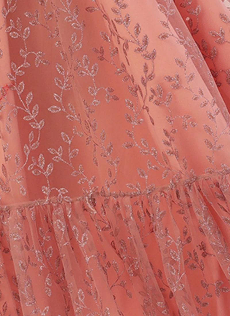 Pink Glitter Foil Tiered Gathers Dress Wedding Wear Party Wear 10 Pink Glitter Foil Tiered Gathers Dress Wedding Wear Party Wear - Image 8