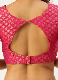 Pink Jacquard Art Silk Keyhole Style Blouse Festive Wear -Sari Grace Shop Pink Jacquard Art Silk Keyhole Style Blouse BLBS02305205 rrc2
