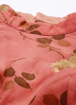 Pink Modal Chanderi Gathered Dress After Six Wear 12 Pink Modal Chanderi Gathered Dress After Six Wear -Sari Grace Shop Pink Modal Chanderi Gathered Dress DRBS02104282 rrc1