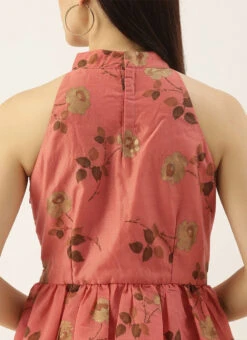 Pink Modal Chanderi Gathered Dress After Six Wear 13 Pink Modal Chanderi Gathered Dress After Six Wear -Sari Grace Shop Pink Modal Chanderi Gathered Dress DRBS02104282 rrc2