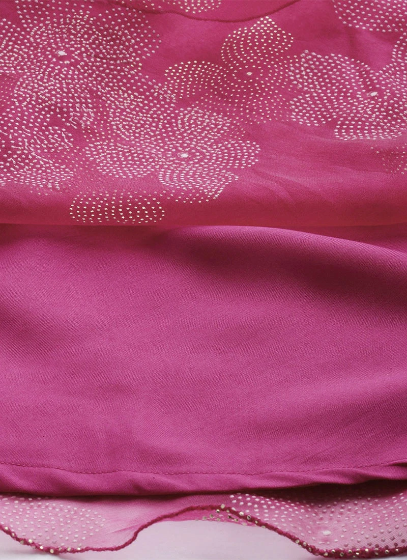 Pink Organza Foil Printed Dress Party Wear 7 Pink Organza Foil Printed Dress Party Wear - Image 5