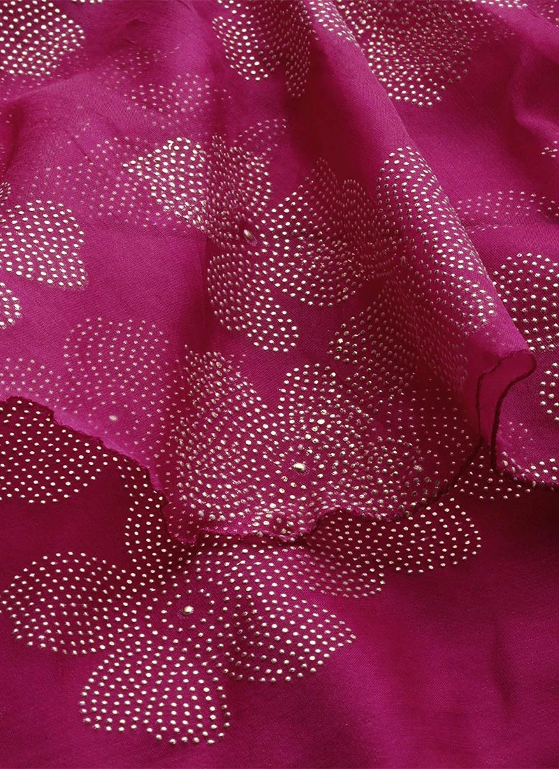 Pink Organza Foil Printed Dress Party Wear 10 Pink Organza Foil Printed Dress Party Wear - Image 8