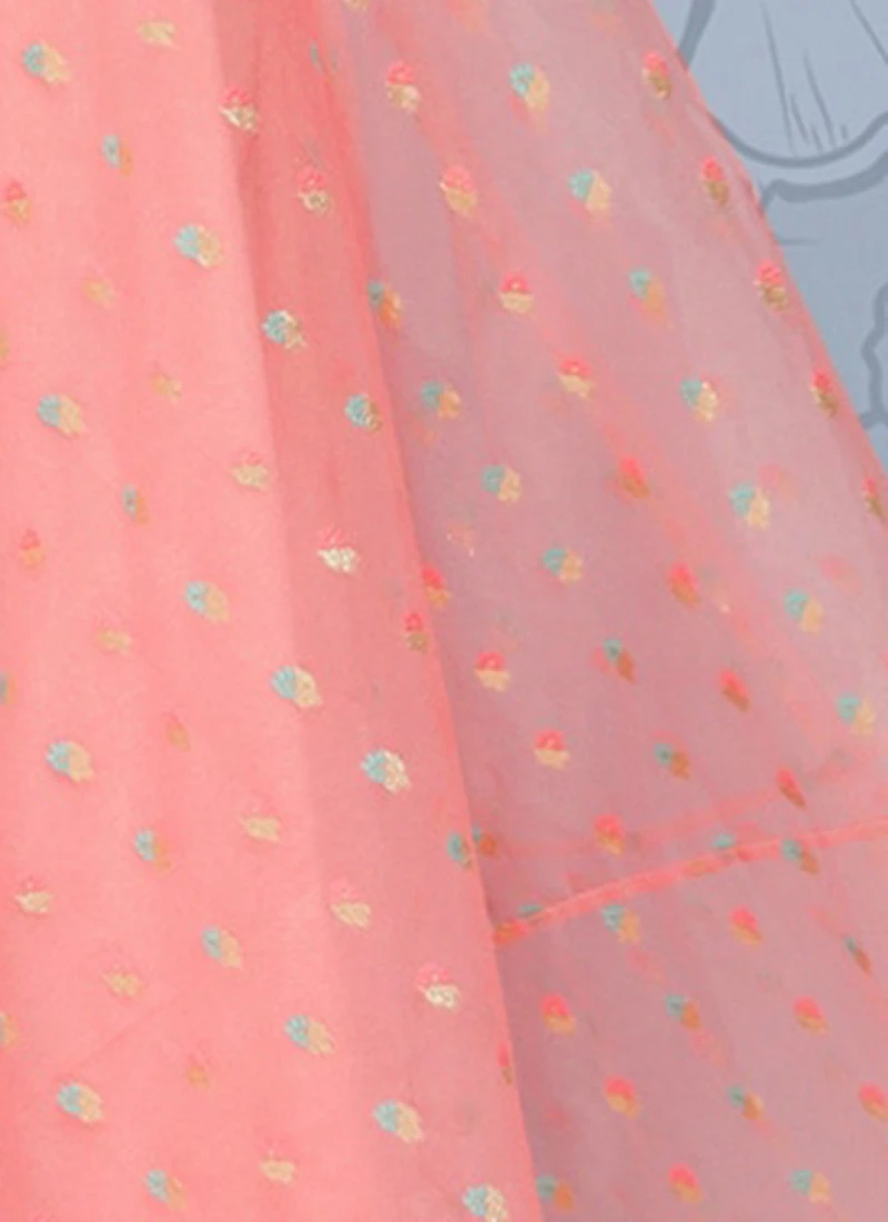 Pink Organza Jacquard Maxi Dress Festive Wear 9 Pink Organza Jacquard Maxi Dress Festive Wear - Image 7