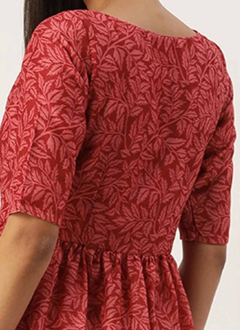 Pink Printed Cotton Gathered Calf Length Dress After Six Wear 8 Pink Printed Cotton Gathered Calf Length Dress After Six Wear - Image 6