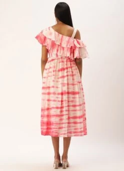 Pink Tie N Dye Ruffled Dress After Six Wear -Sari Grace Shop Pink Tie N Dye Ruffled Dress DRBS02301954 b