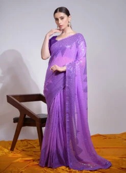 Purple Color Sequins Work Georgette Saree Party Wear -Sari Grace Shop Purple Color Sequins Work Georgette Saree SASVP241 u
