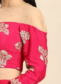 Rani Pink Embroidered Chinon Blouse Wedding Wear 16 Rani Pink Embroidered Chinon Blouse Wedding Wear -Sari Grace Shop Rani Pink Embroidered Chinon Blouse BLBS02301956 rrc3