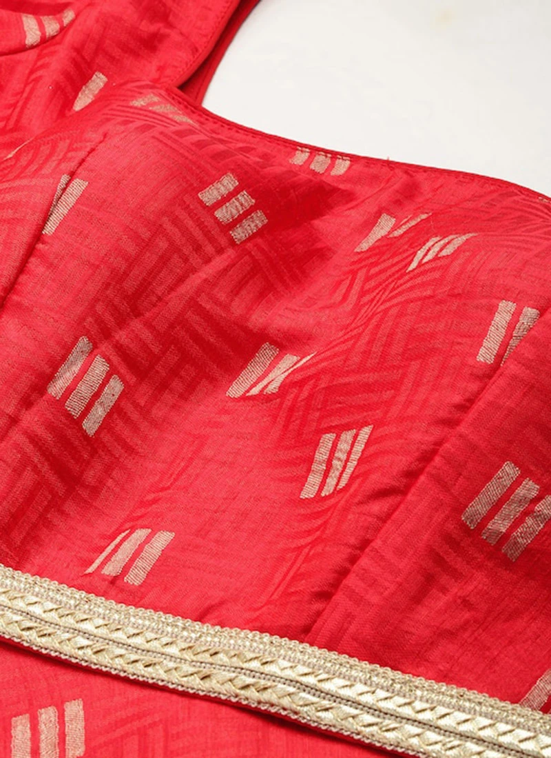 Red Art Silk Maxi Dress Festive Wear 7 Red Art Silk Maxi Dress Festive Wear - Image 5