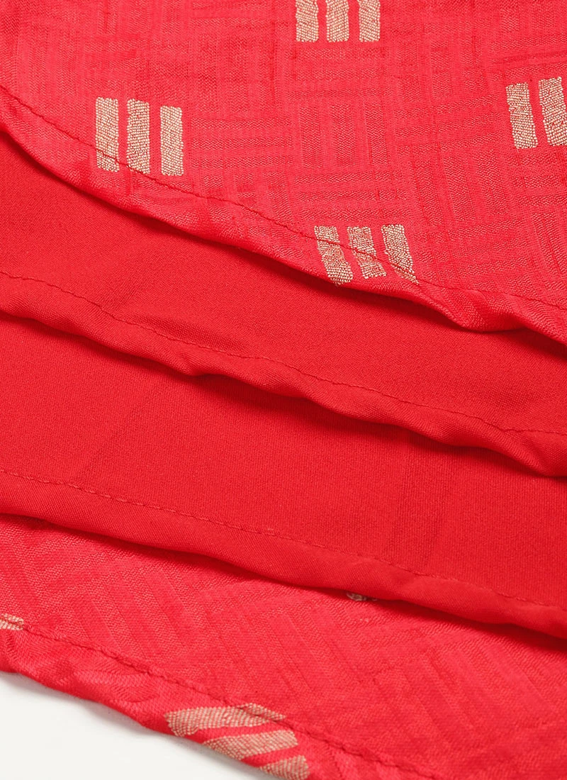 Red Art Silk Maxi Dress Festive Wear 9 Red Art Silk Maxi Dress Festive Wear - Image 7