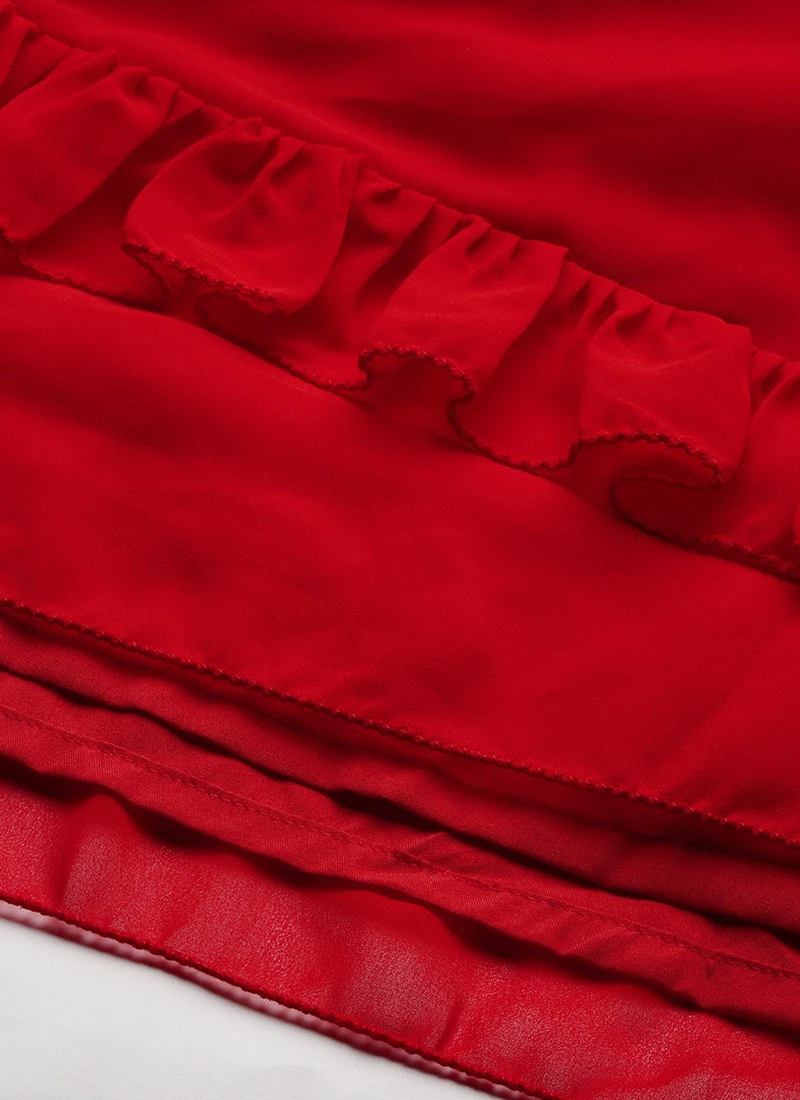 Red Georgette Embroidered Maxi Dress Festive Wear 9 Red Georgette Embroidered Maxi Dress Festive Wear - Image 7