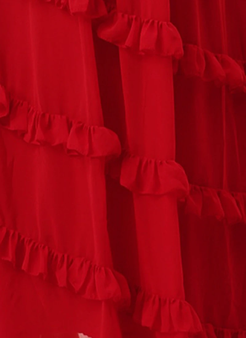 Red Georgette Embroidered Maxi Dress Festive Wear 10 Red Georgette Embroidered Maxi Dress Festive Wear - Image 8