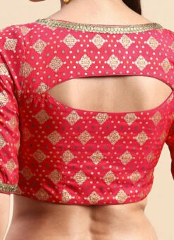 Red Jacquard Viscose Blouse Festive Wear -Sari Grace Shop Red Jacquard Viscose Blouse BLBS02303869 rrc2