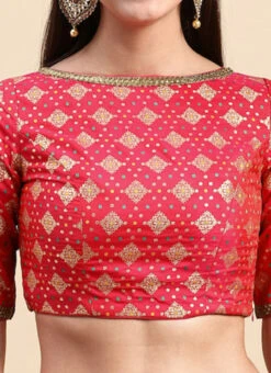 Red Jacquard Viscose Blouse Festive Wear -Sari Grace Shop Red Jacquard Viscose Blouse BLBS02303869 rrc4