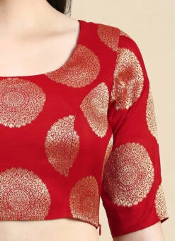 Red Taffeta Blouse Festive Wear -Sari Grace Shop Red Taffeta Blouse BLBS02210835 rrc3