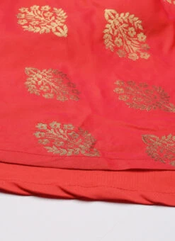 Red Taffeta Jacquard Half Circular Dress Festive Wear -Sari Grace Shop Red Taffeta Jacquard Half Circular Dress DRBS02204664 rrc3