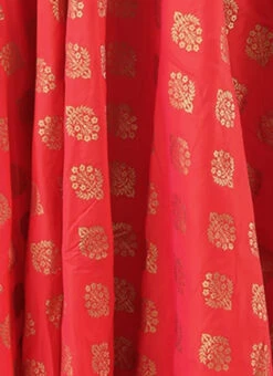 Red Taffeta Jacquard Half Circular Dress Festive Wear -Sari Grace Shop Red Taffeta Jacquard Half Circular Dress DRBS02204664 rrc4