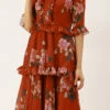 Rust Georgette Digital Printed Gown After Six Wear -Sari Grace Shop Rust Georgette Digital Printed Gown DRBS02206242 l