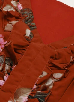 Rust Georgette Digital Printed Gown After Six Wear -Sari Grace Shop Rust Georgette Digital Printed Gown DRBS02206242 rrc1