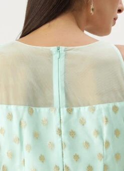 Sky Blue Organza Jacquard Dress Festive Wear 15 Sky Blue Organza Jacquard Dress Festive Wear -Sari Grace Shop Sky Blue Organza Jacquard Dress DRBS02303569 rrc2