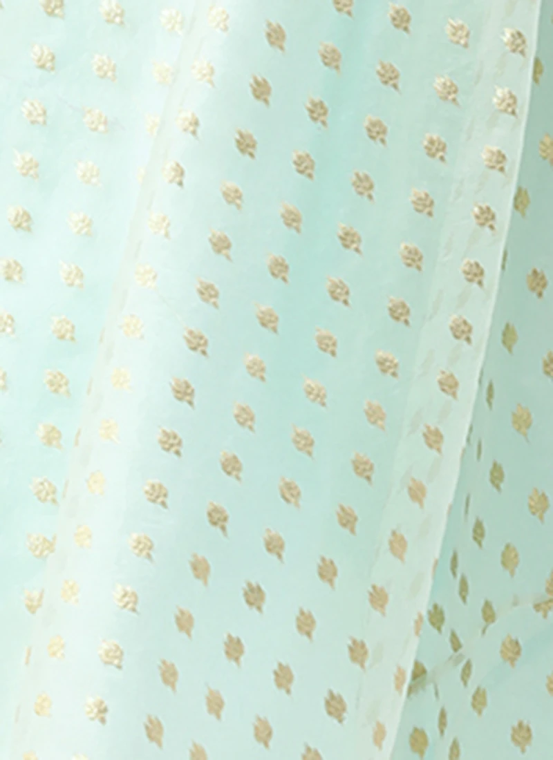 Sky Blue Organza Jacquard Dress Festive Wear 9 Sky Blue Organza Jacquard Dress Festive Wear - Image 7