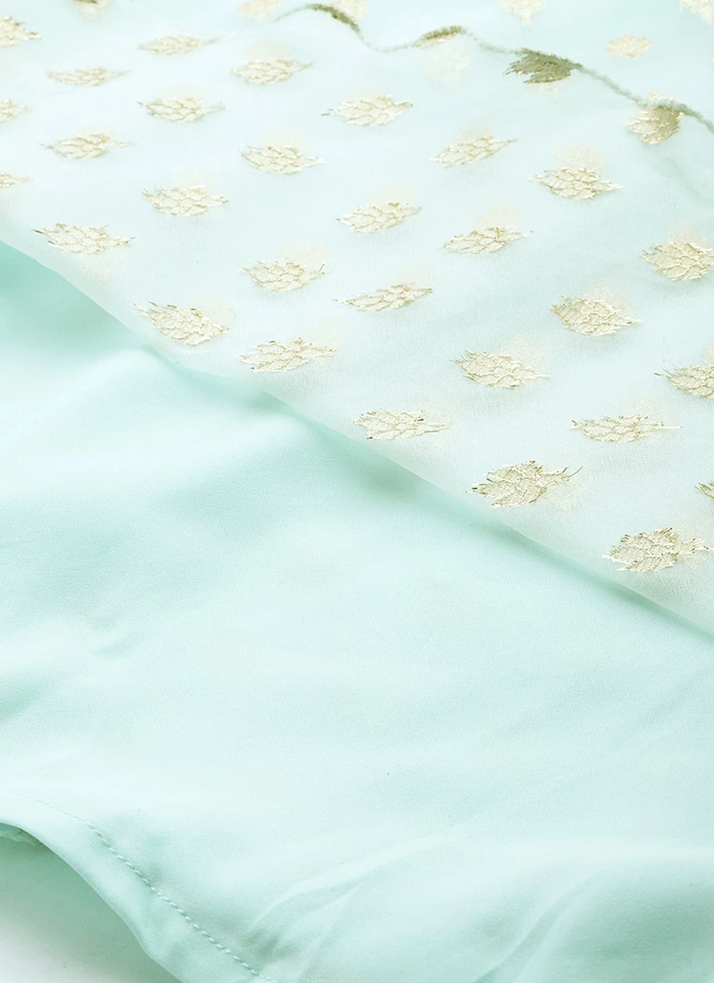 Sky Blue Organza Jacquard Dress Festive Wear 10 Sky Blue Organza Jacquard Dress Festive Wear - Image 8
