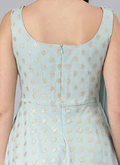 Sky Blue Organza Jacquard N Green Georgette Dress Wedding Wear 15 Sky Blue Organza Jacquard N Green Georgette Dress Wedding Wear -Sari Grace Shop Sky Blue Organza Jacquard N Green Georgette Dress DRBS02205066 rrc2