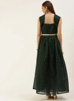 Teal Green Art Silk Cotton Jacquard Dress After Six Wear 13 Teal Green Art Silk Cotton Jacquard Dress After Six Wear -Sari Grace Shop Teal Green Art Silk Cotton Jacquard Dress DRBS02212464 b