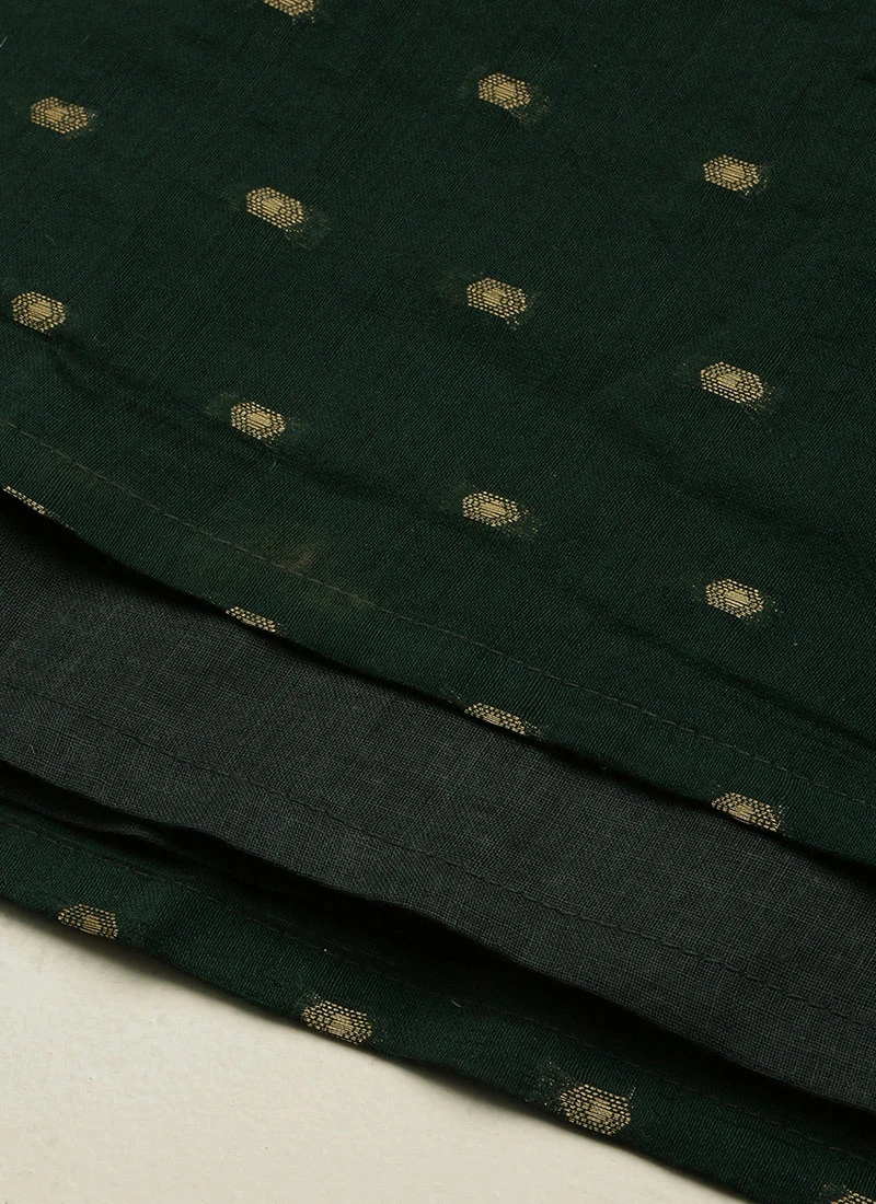 Teal Green Art Silk Cotton Jacquard Dress After Six Wear 10 Teal Green Art Silk Cotton Jacquard Dress After Six Wear - Image 8