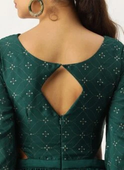 Teal Green Art Silk Foil Printed Maxi Dress Festive Wear 15 Teal Green Art Silk Foil Printed Maxi Dress Festive Wear -Sari Grace Shop Teal Green Art Silk Foil Printed Maxi Dress DRBS02211113 rrc2