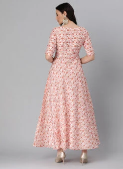 White Art Silk Printed Crisscross Dress Festive Wear -Sari Grace Shop White Art Silk Printed Crisscross Dress DRBS02205031 b