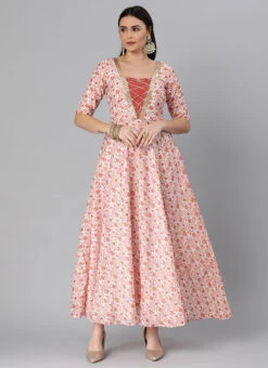 White Art Silk Printed Crisscross Dress Festive Wear -Sari Grace Shop White Art Silk Printed Crisscross Dress DRBS02205031 u