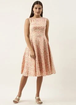 White Brocade Boat Neck Flared Dress Festive Wear 12 White Brocade Boat Neck Flared Dress Festive Wear -Sari Grace Shop White Brocade Boat Neck Flared Dress DRBS02201299 u