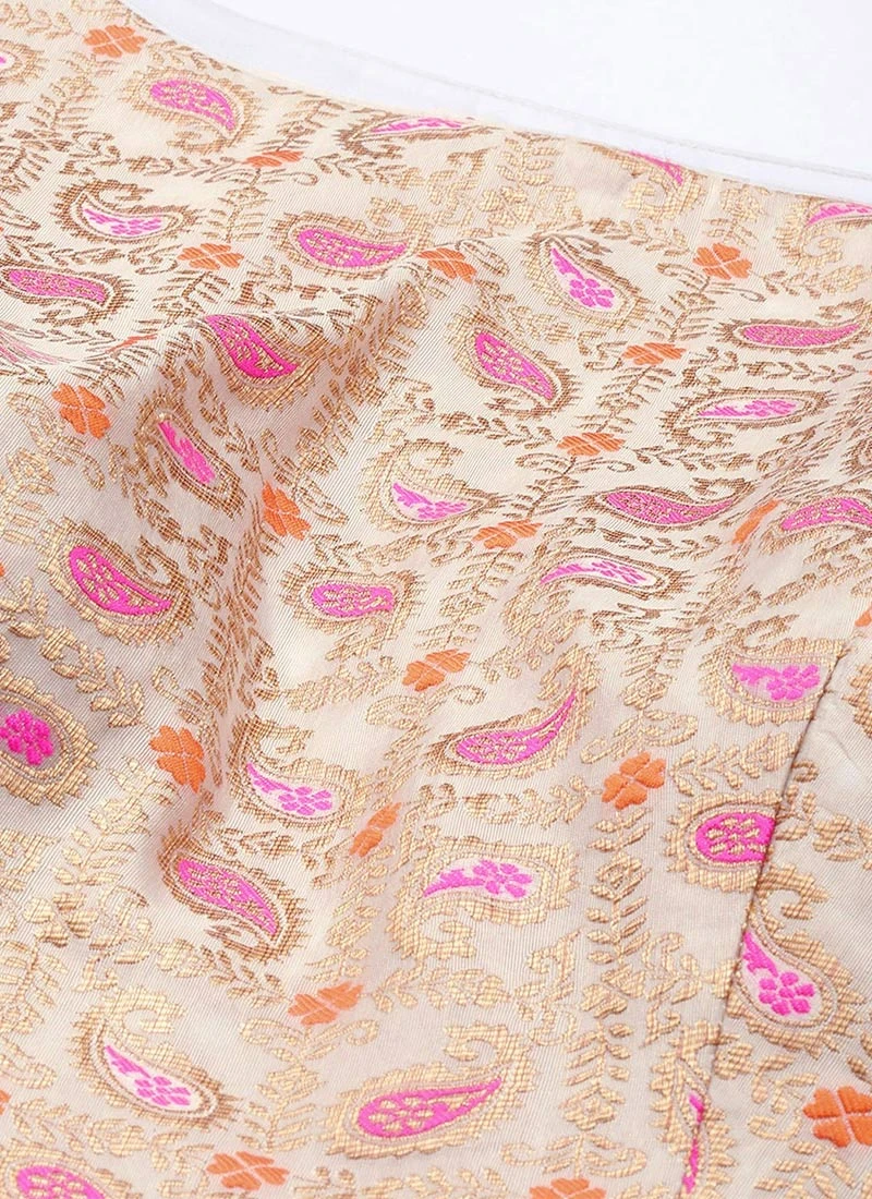 White Brocade Boat Neck Flared Dress Festive Wear 7 White Brocade Boat Neck Flared Dress Festive Wear - Image 5