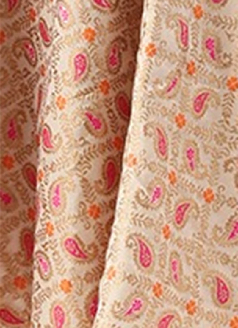 White Brocade Boat Neck Flared Dress Festive Wear 9 White Brocade Boat Neck Flared Dress Festive Wear - Image 7