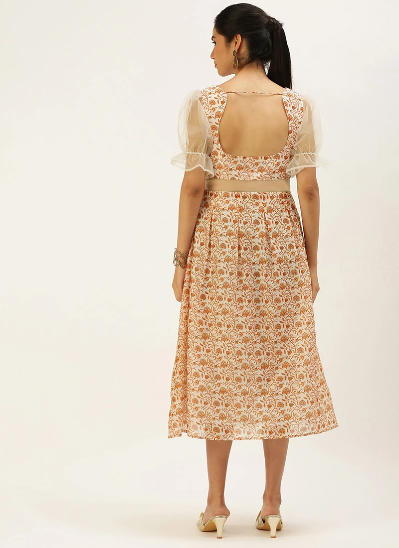 White Digital Printed Art Silk Dress After Six Wear 6 White Digital Printed Art Silk Dress After Six Wear - Image 4