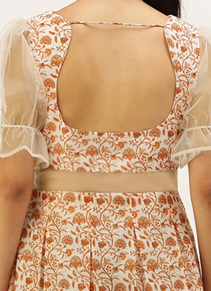 White Digital Printed Art Silk Dress After Six Wear 8 White Digital Printed Art Silk Dress After Six Wear - Image 6