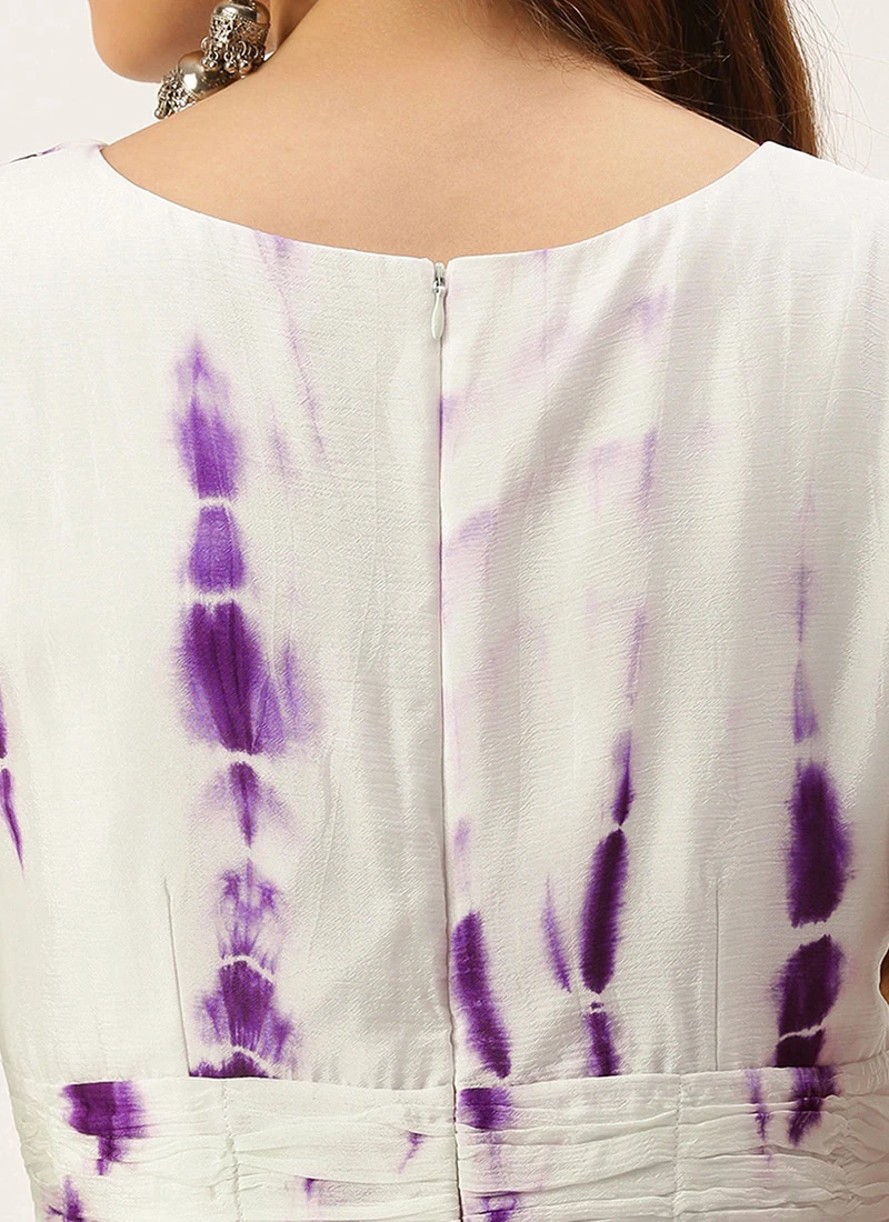 White Georgette Tie N Dye Dress After Six Wear Festive Wear 8 White Georgette Tie N Dye Dress After Six Wear Festive Wear - Image 6